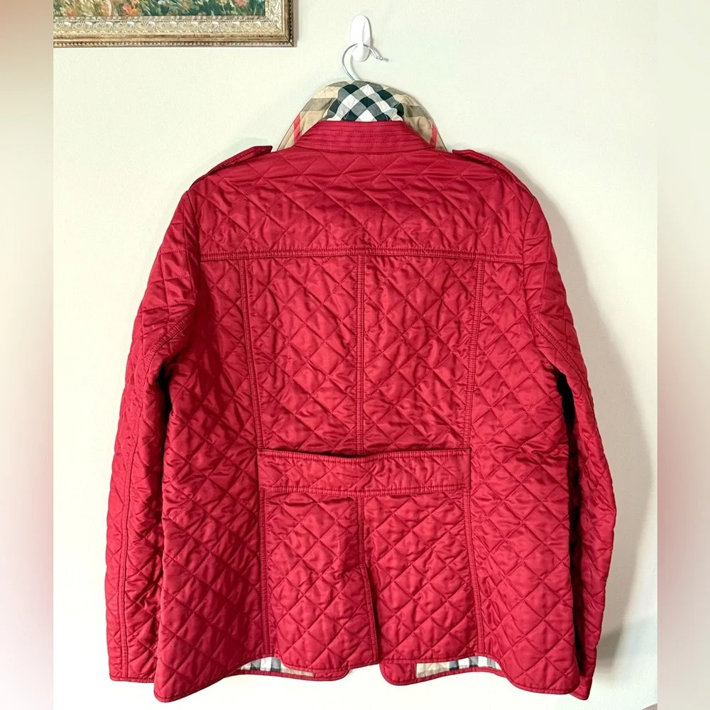 Burberry Quilted Jacket Red Classic Nova Plaid Check Lining Size XL - Picture 8 of 15